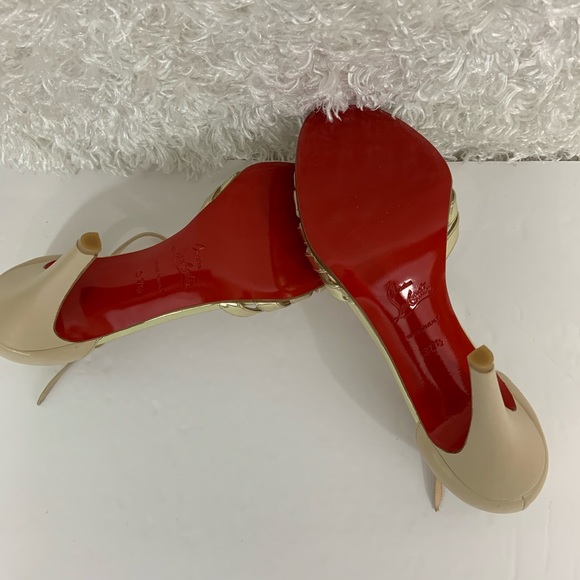 Christian Louboutin Gino nude gold T strap - Picture 7 of 8